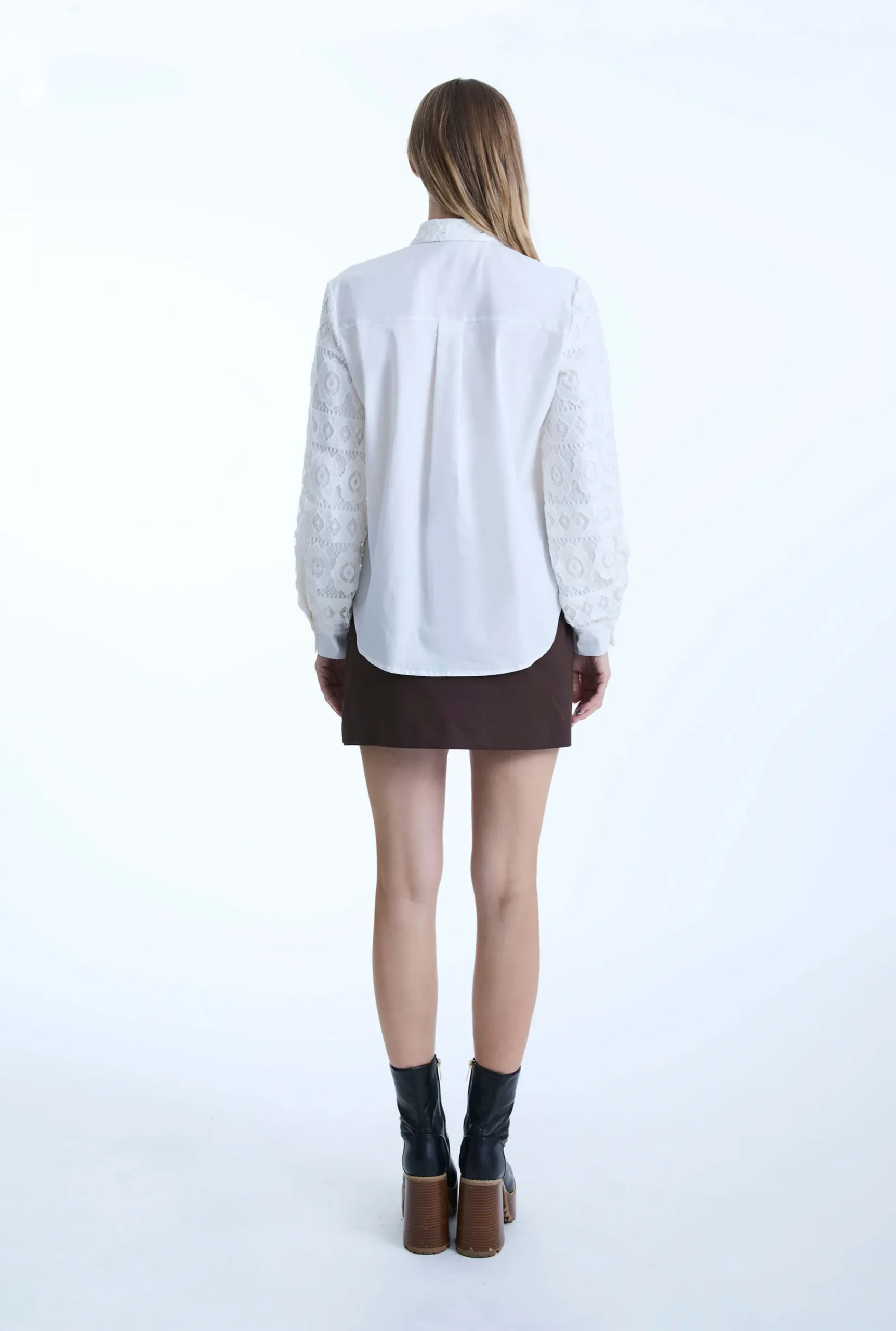 James Lakeland White Crochet Sleeves Shirt