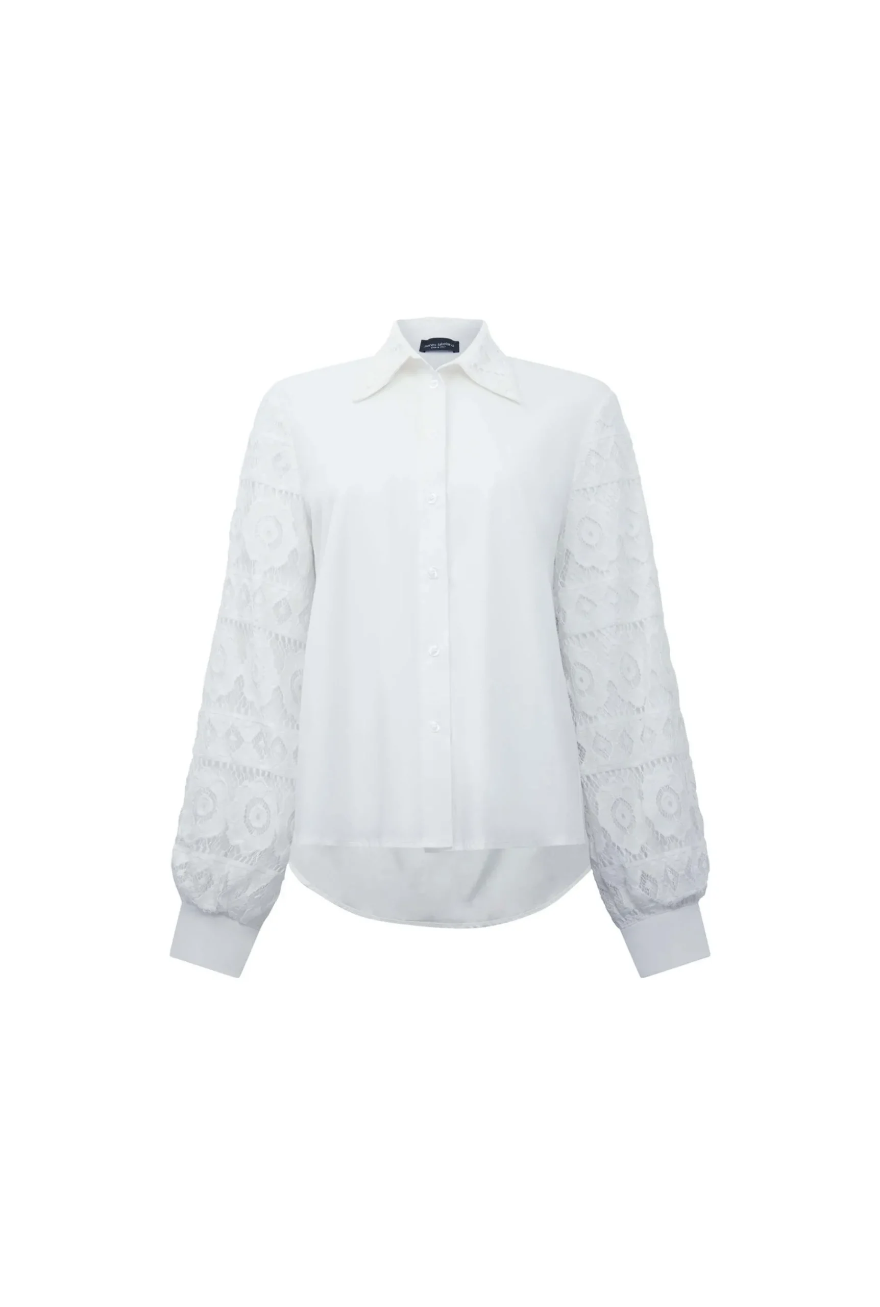 James Lakeland White Crochet Sleeves Shirt