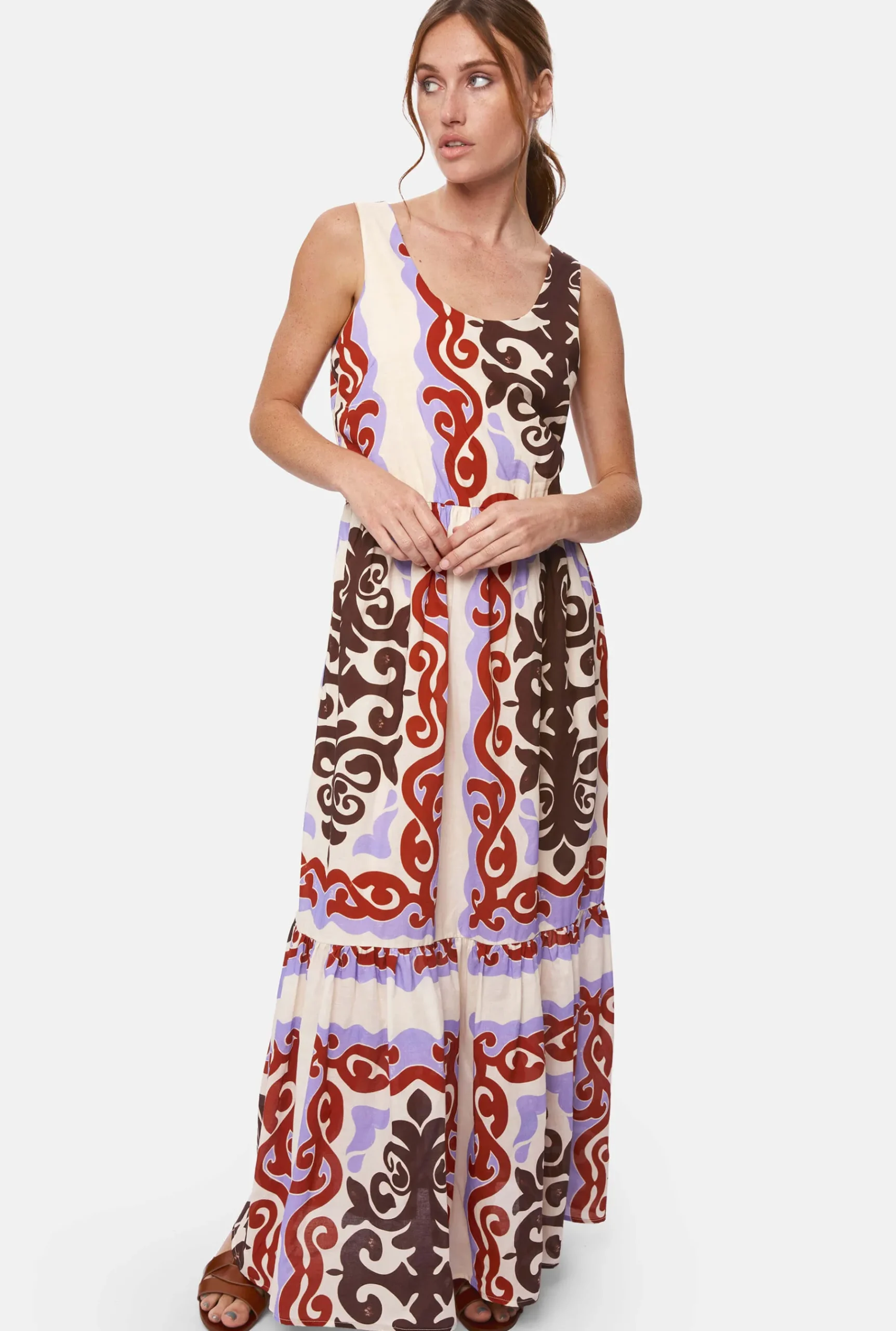 James Lakeland Wide Neckline Strappy Midi Dress